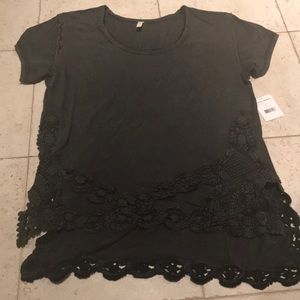 Free People embroidered trim shirt